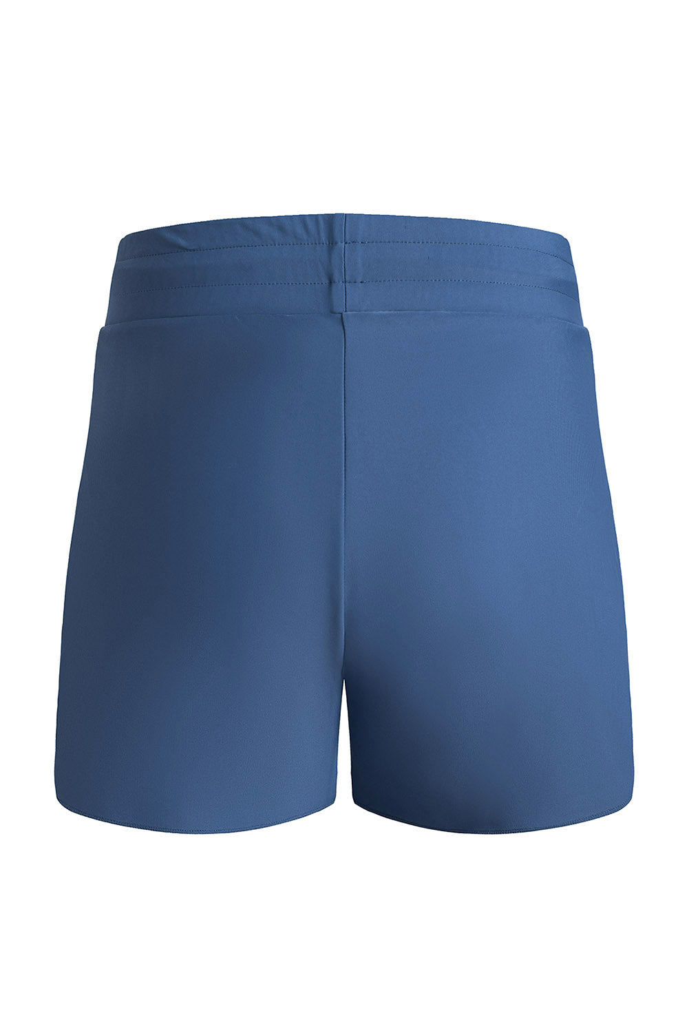 Blue Solid Color 2-in-1 Drawstring Elastic Waist Athletic Shorts
