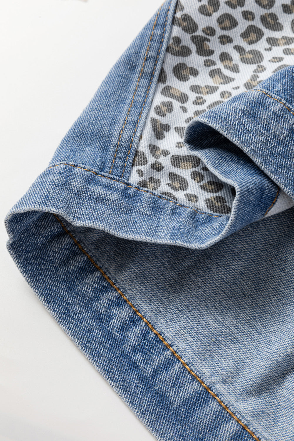 Beau Blue Leopard Patchwork Plus Size Denim Jacket