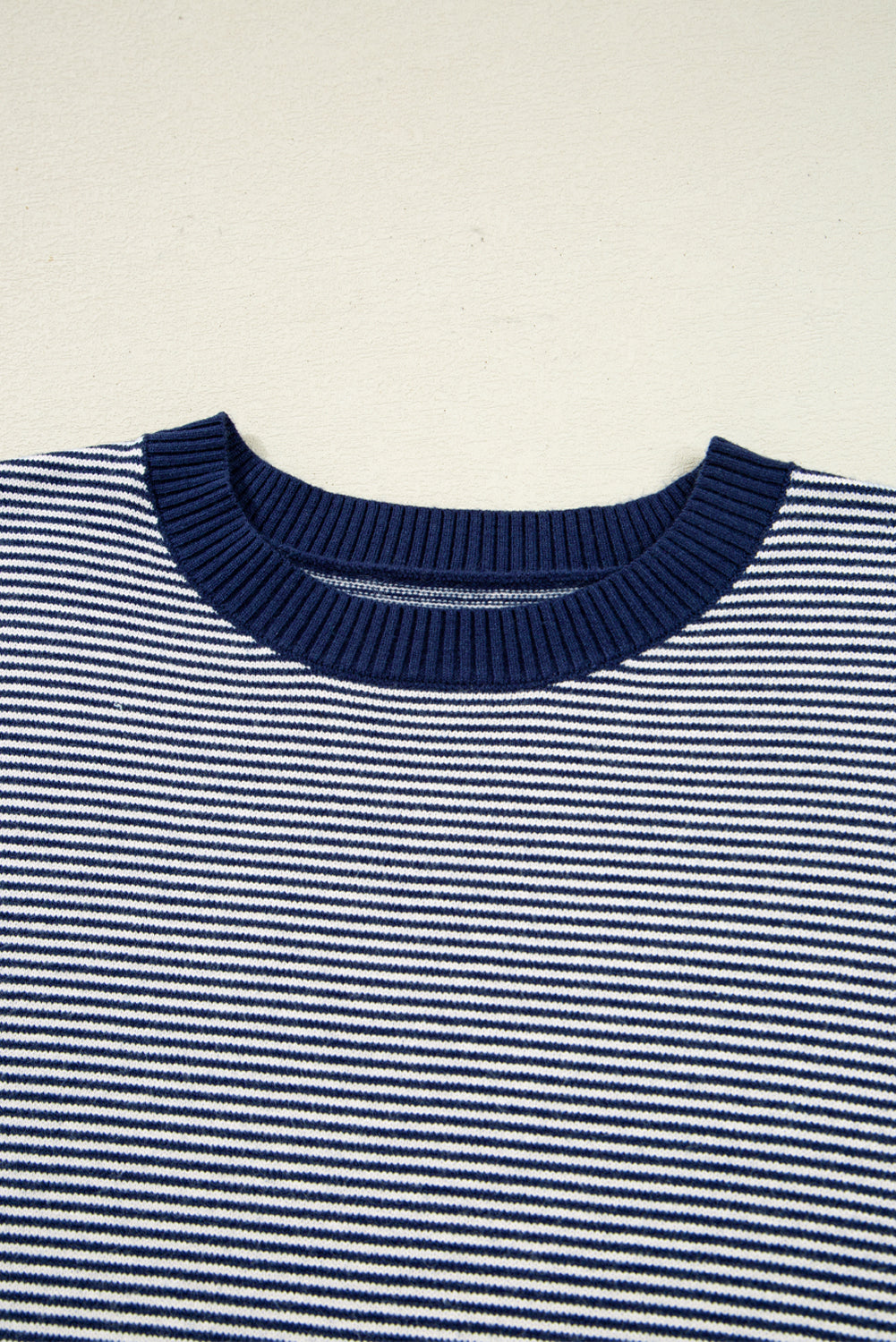 Blue Striped Colorblock Patchwork Dolman Oversize Tunic Sweater