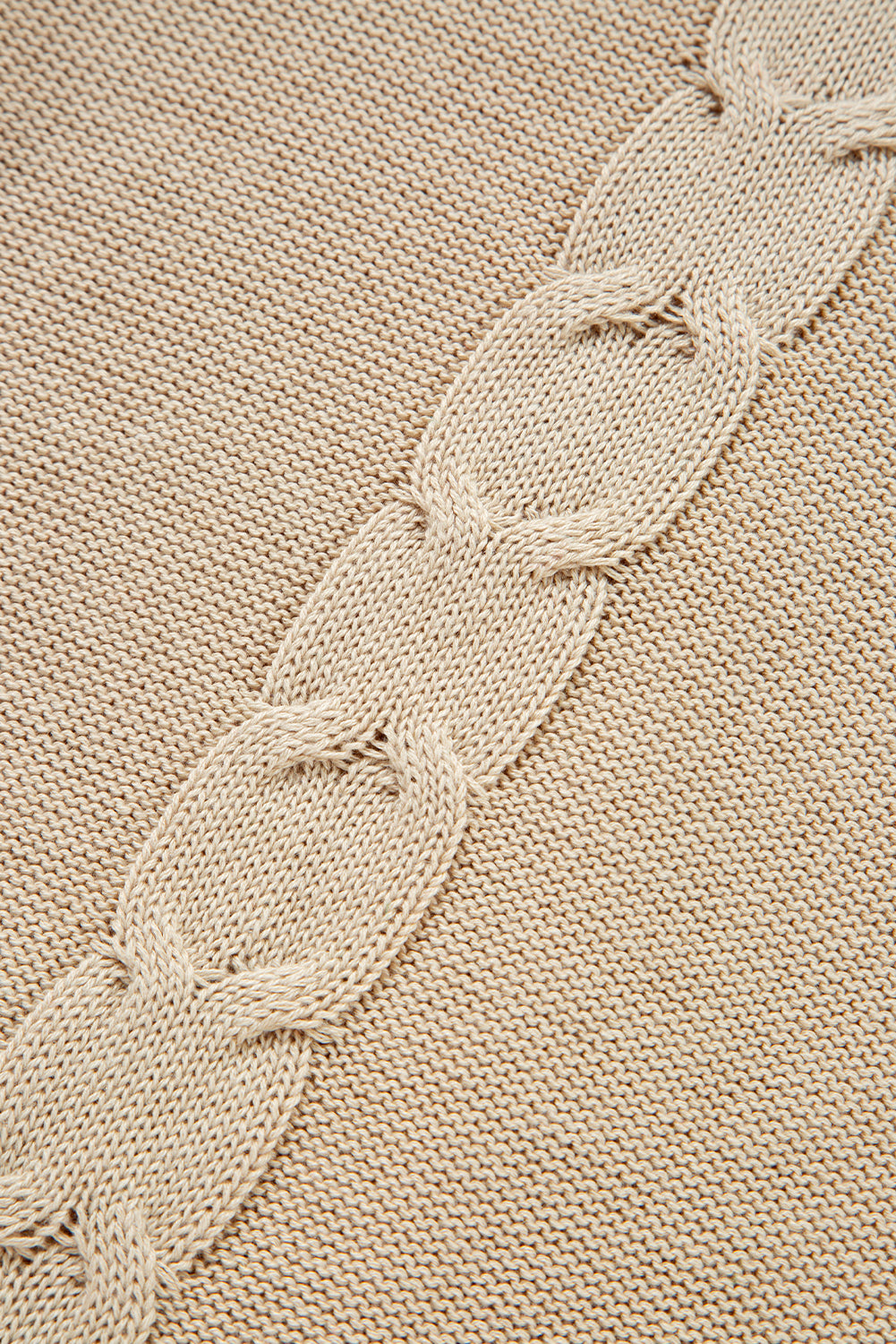Parchment Cable Knit Braided Tie Sleeve Plus Size Knit Cardigan