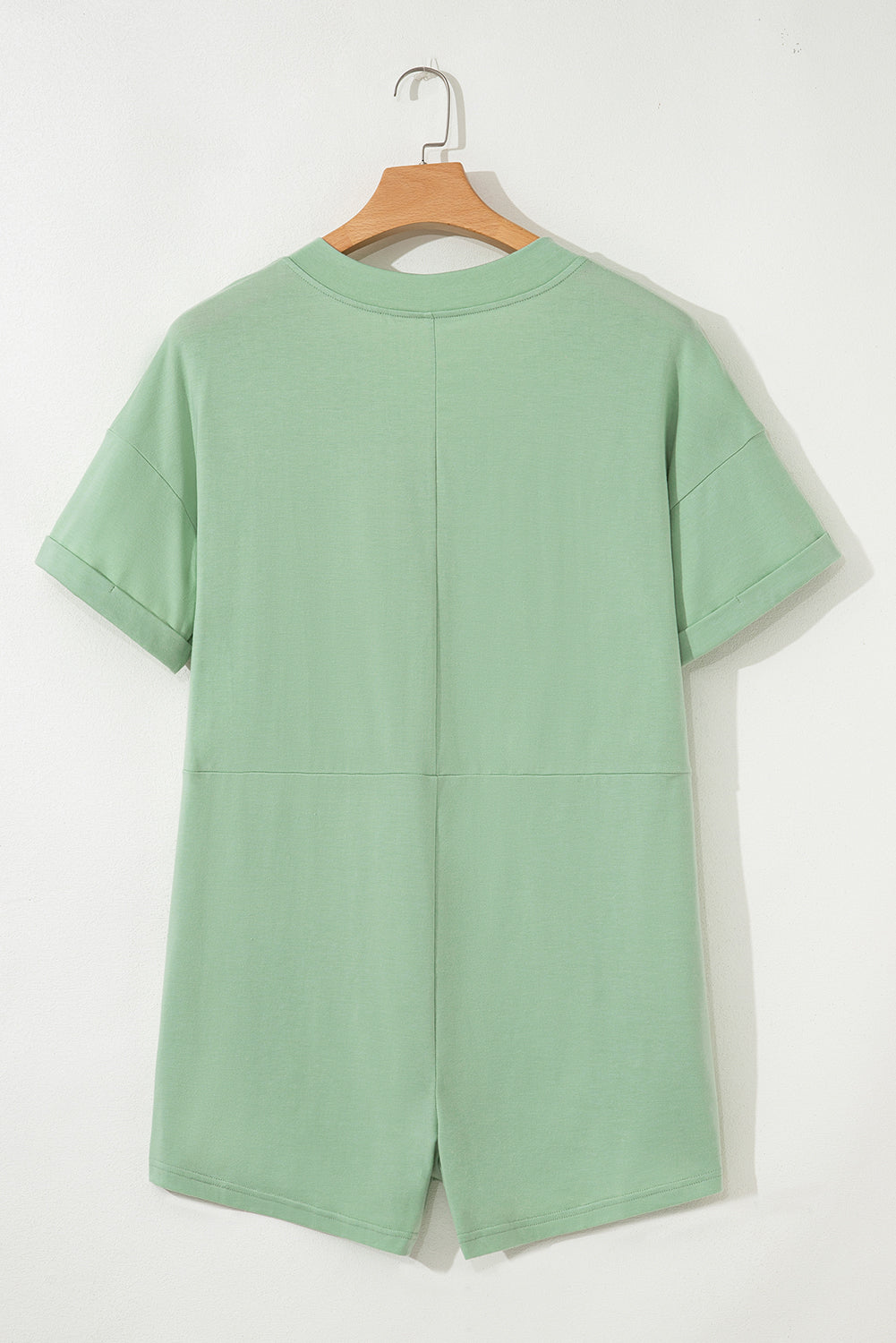 Myosotis Loose Half Sleeve V Neck Plain Romper
