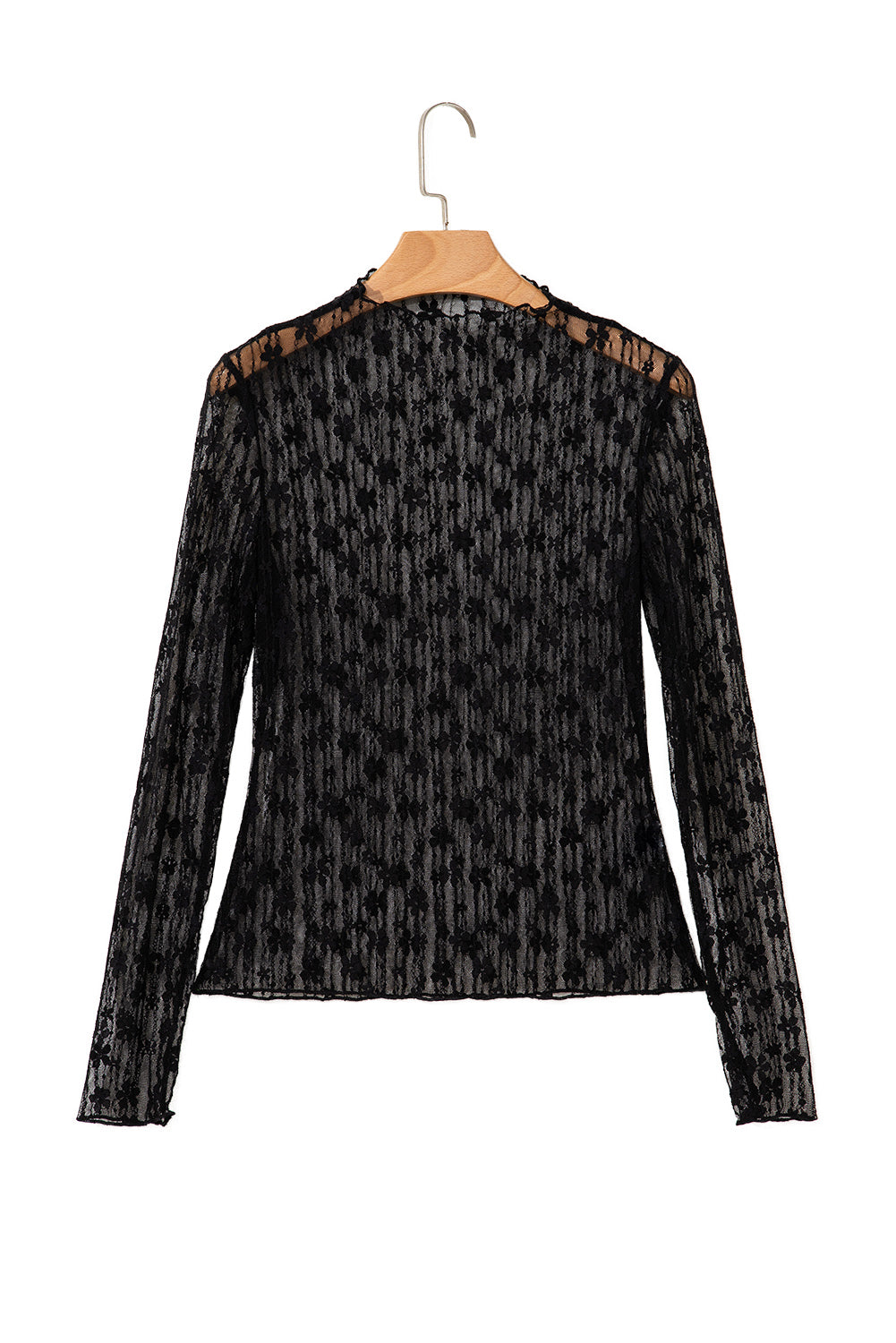 Ashleigh Blue Sheer Floral Lace Long Sleeve Slim Fit Top