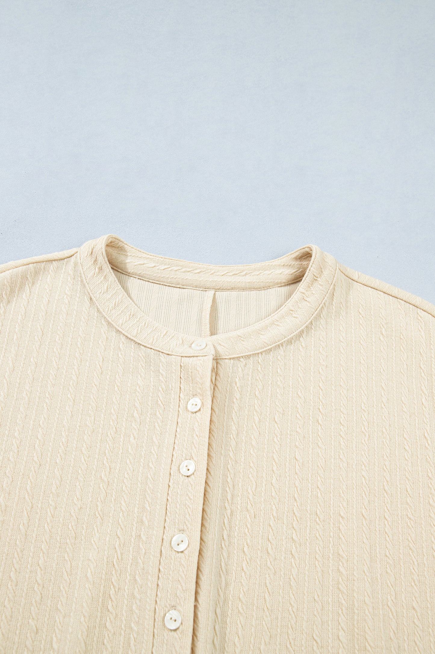 Jet Stream Half Buttons Ribbed Knit Wide Leg Jumpsuit