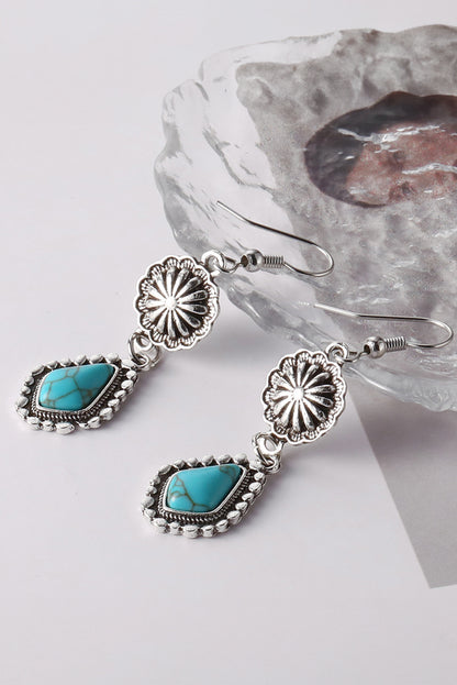 Peacock Blue Teardrop Turquoise Dangle Hook Earrings