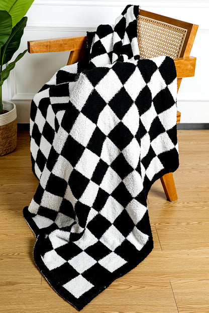 Black & White Checkerboard 127*152cm Flannel Blanket