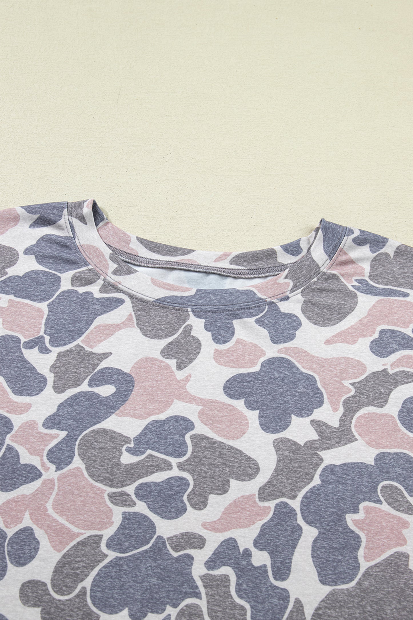 Multicolour Plus Size Camouflage Print Casual Tee and Shorts Set