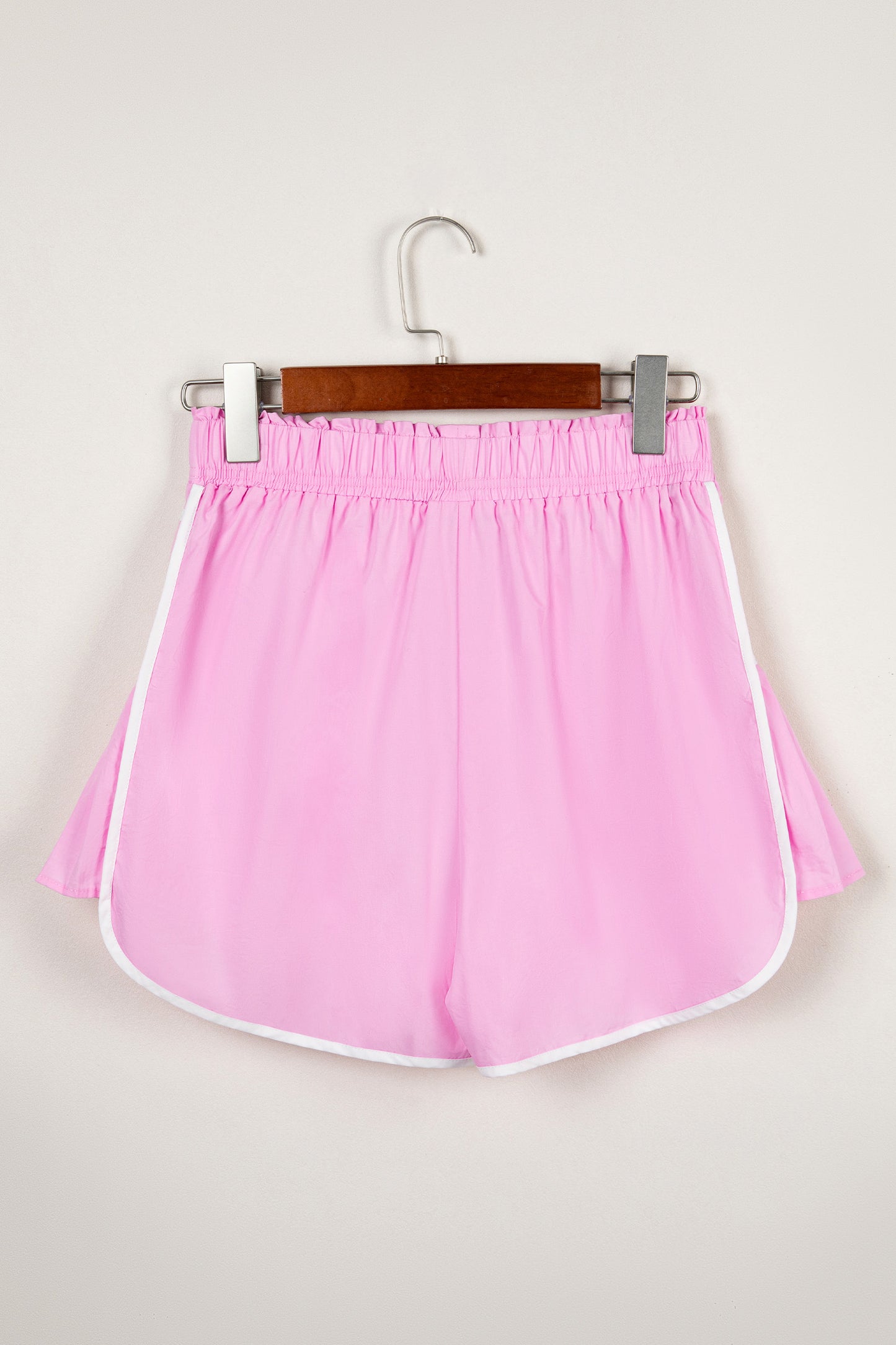 Black Contrast Trim Pleated Casual Active Shorts