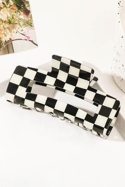 Checkered Print Hollow Out Hair Clip