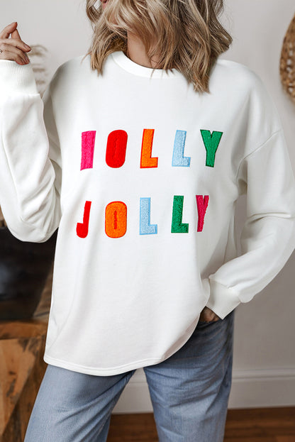 Bonbon Chenille Holly Jolly Graphic Christmas Long Sleeve Top