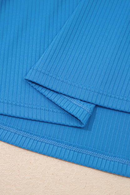 Navy Blue Color Block Edge Ribbed Pocketed Lined Athletic Dress