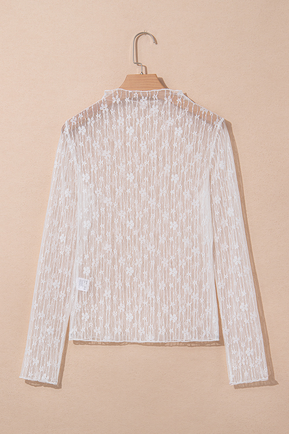 Ashleigh Blue Sheer Floral Lace Long Sleeve Slim Fit Top