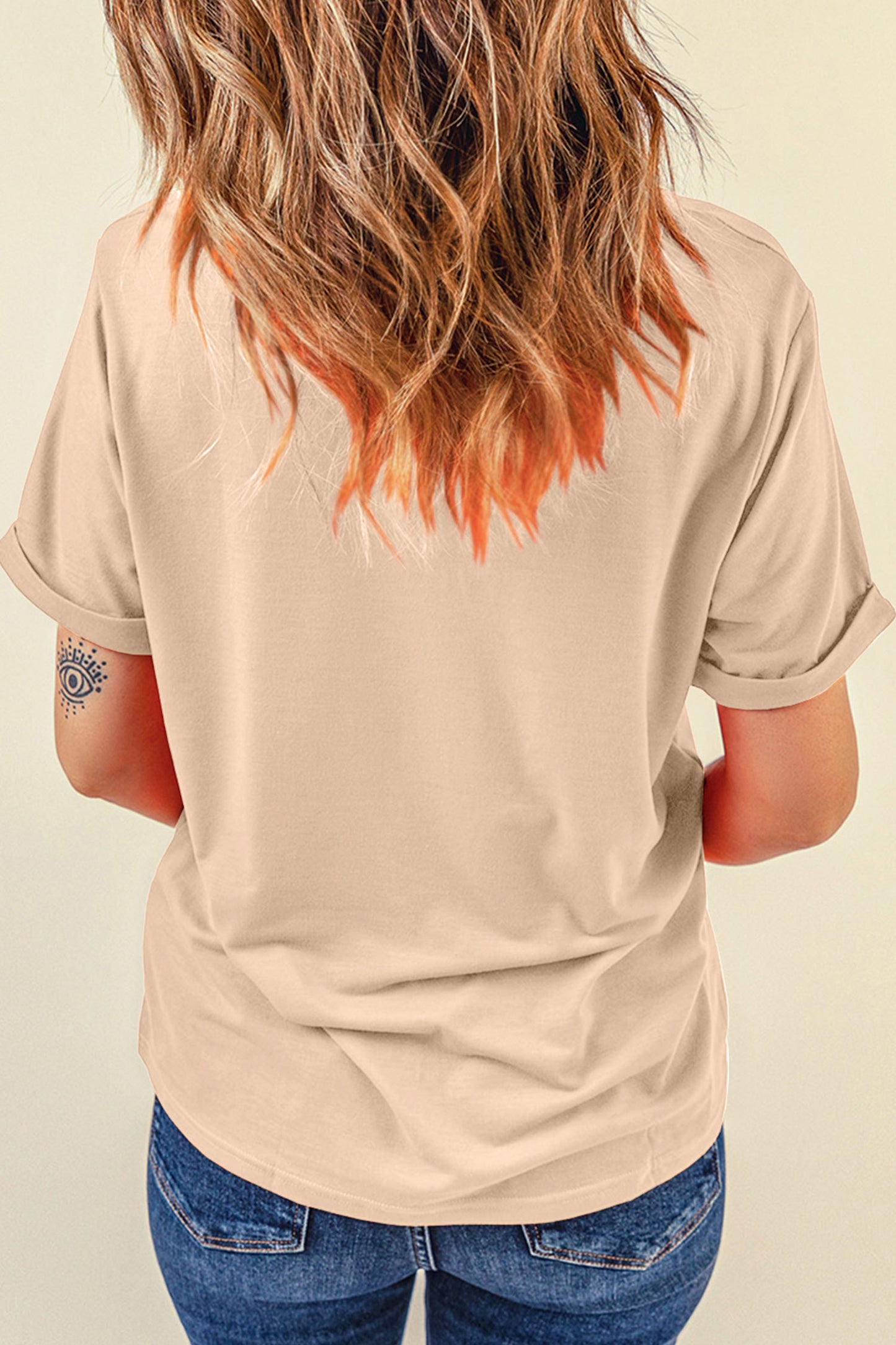 Khaki Camouflage Big Bow Print Womens Casual Tee