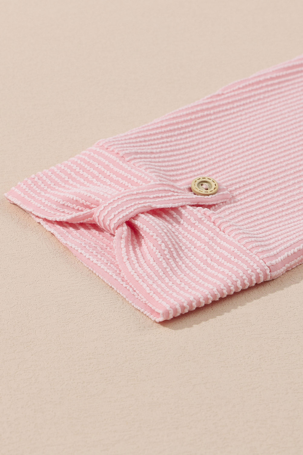 Pink Solid Color Textured Roll Tab Sleeve Shirt Shacket