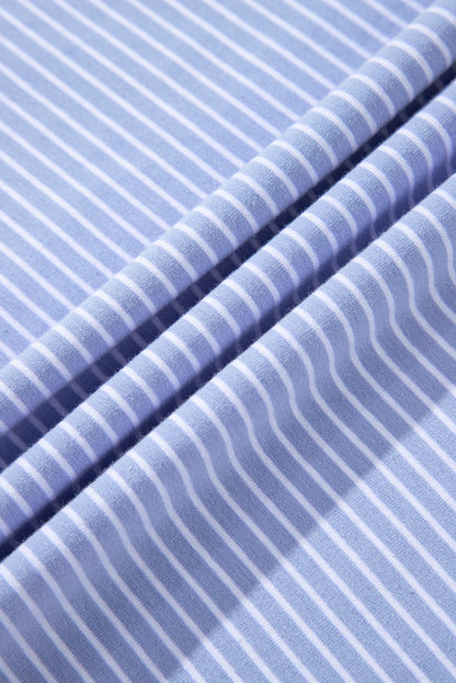 Purple Stripe Dolman Sleeve Polo Shirt and Drawstring Shorts Set