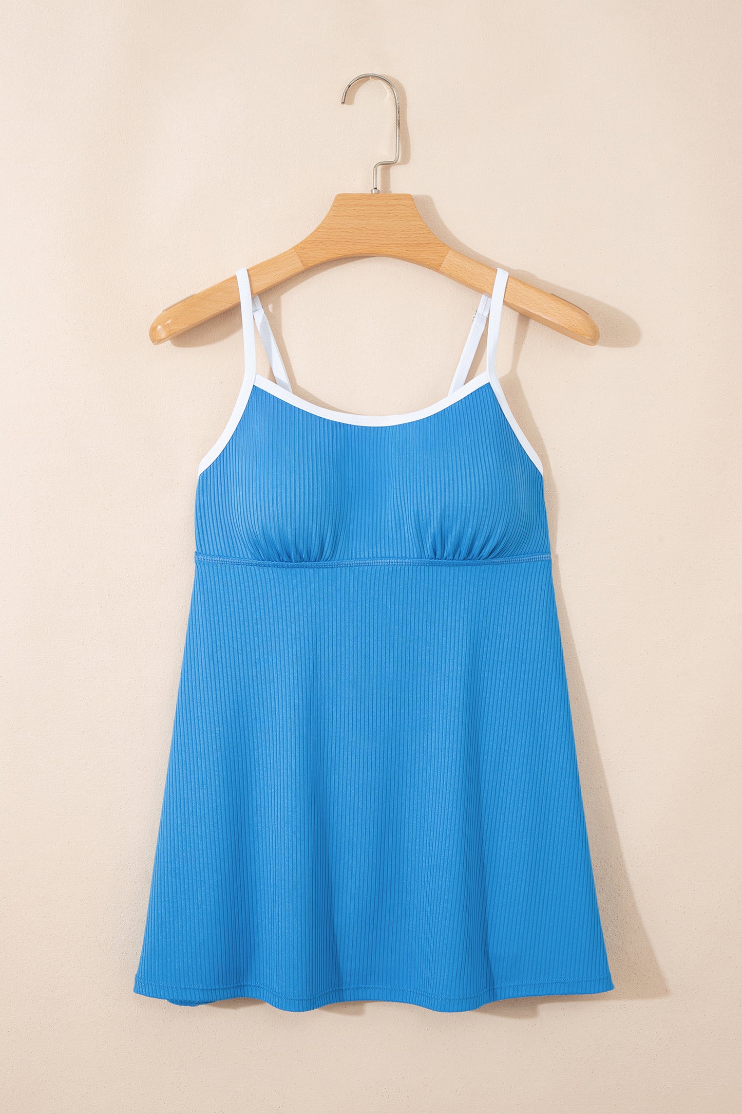 Navy Blue Color Block Edge Ribbed Pocketed Lined Athletic Dress