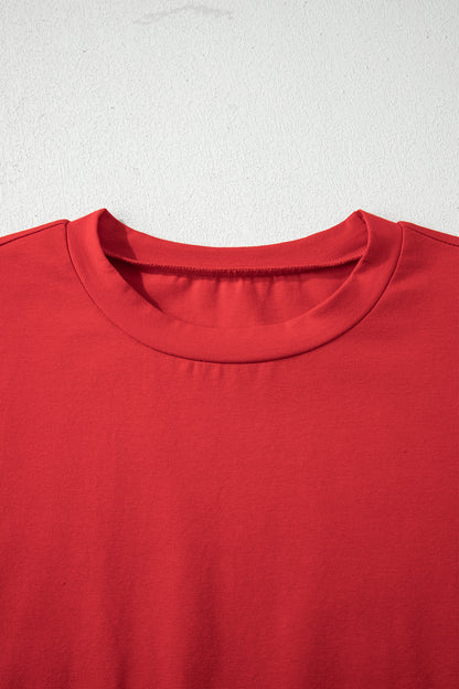 Fiery Red Stars Stripes Short Puff Sleeve Top