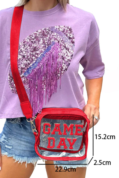 White Chenille GAME DAY Pattern Clear Bag