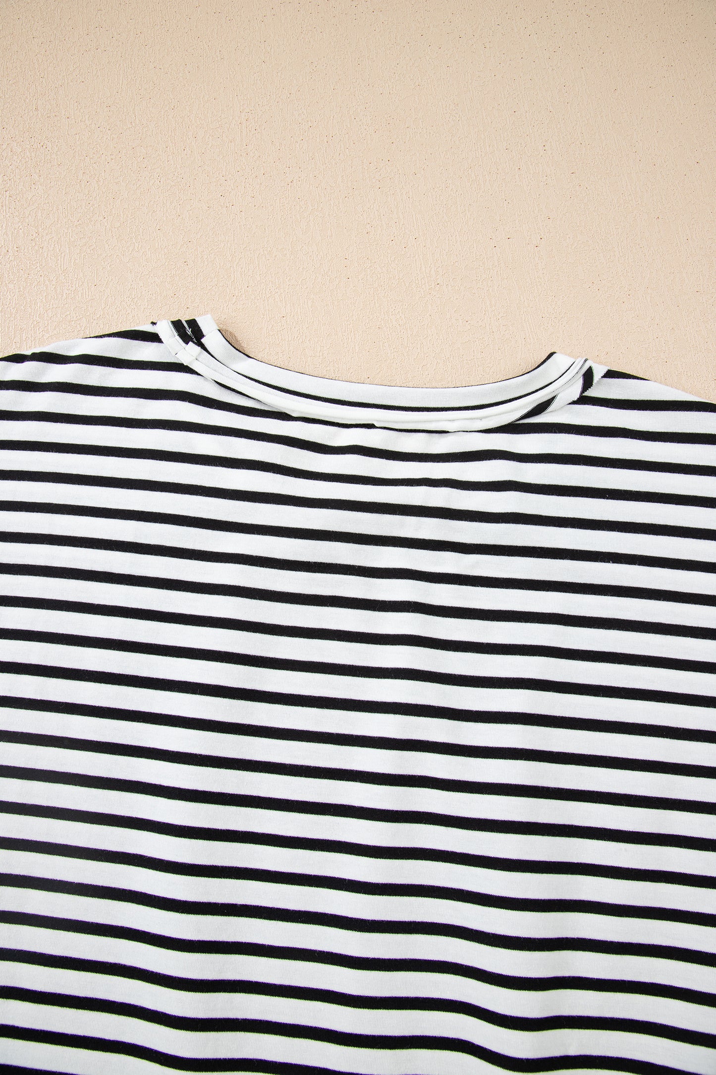 Green Stripe Floral Puff Sleeve Patchwork Round Neck Loose Top