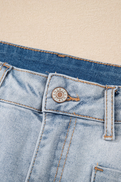 Beau Blue Light Wash High Rise Denim Shorts