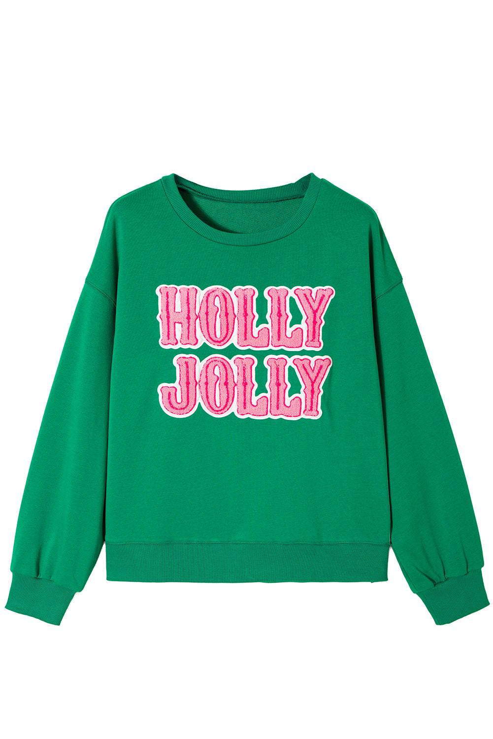 Sea Green HOLLY JOLLY Letter Christmas Holiday Sweatshirt