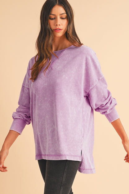 Orchid Petal Mineral Wash Drop Shoulder Oversized Sweatshirt