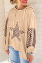 Delicacy Floral Patchwork Star Pattern Drawstring Hoodie