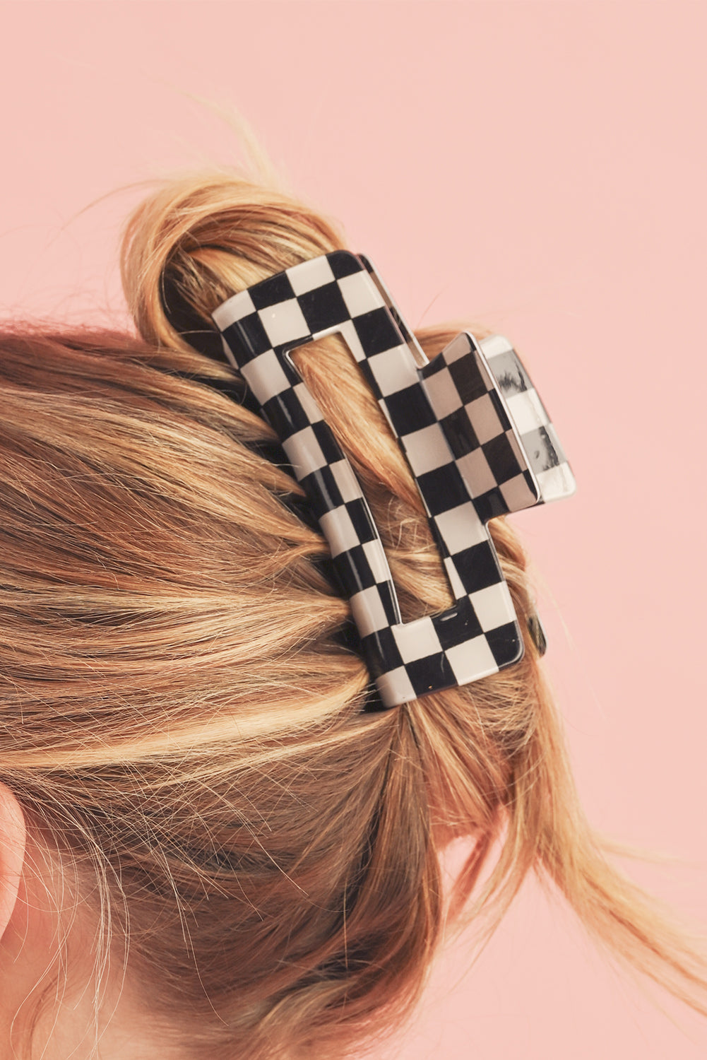 Checkered Print Hollow Out Hair Clip