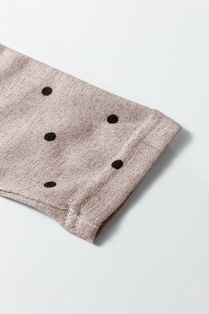 Dark Brown Polka Dot Boat Neck Knit Long Sleeve T Shirt