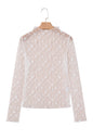 Ashleigh Blue Sheer Floral Lace Long Sleeve Slim Fit Top