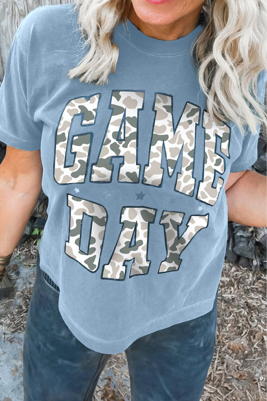 Stone Blue Camo GAME DAY Graphic T Shirt