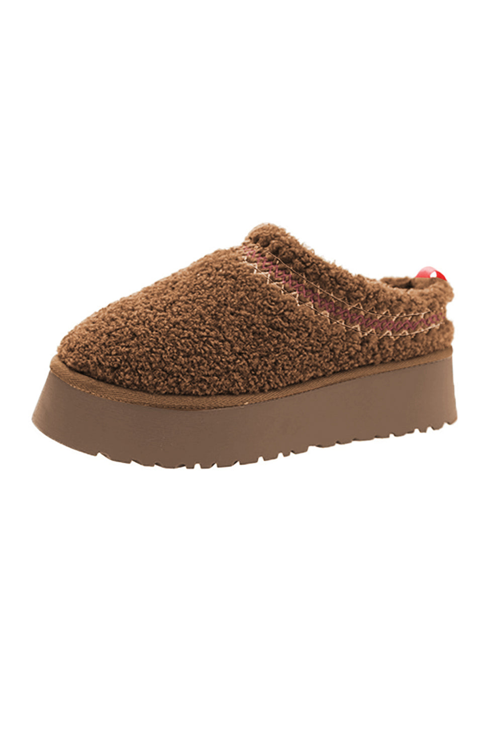 Chestnut Suede Contrast Plush Thick Sole Slippers