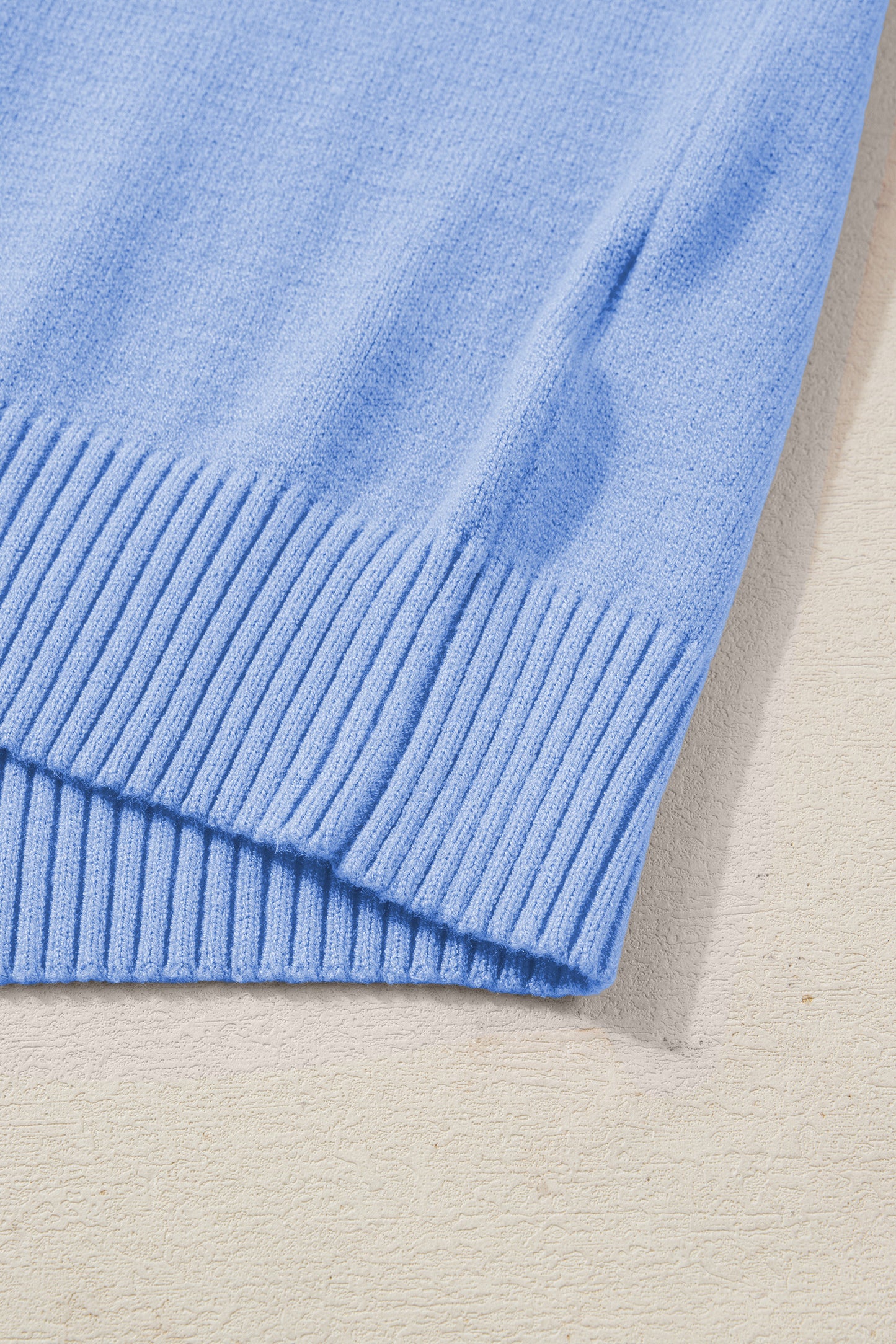 Bright Green Solid Color Ribbed Trim Round Neck Ruffle Short Sleeve Sweater