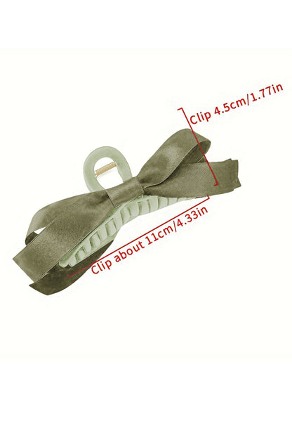 Light French Beige Solid Color Ribbon Bow Decor Hair Clip