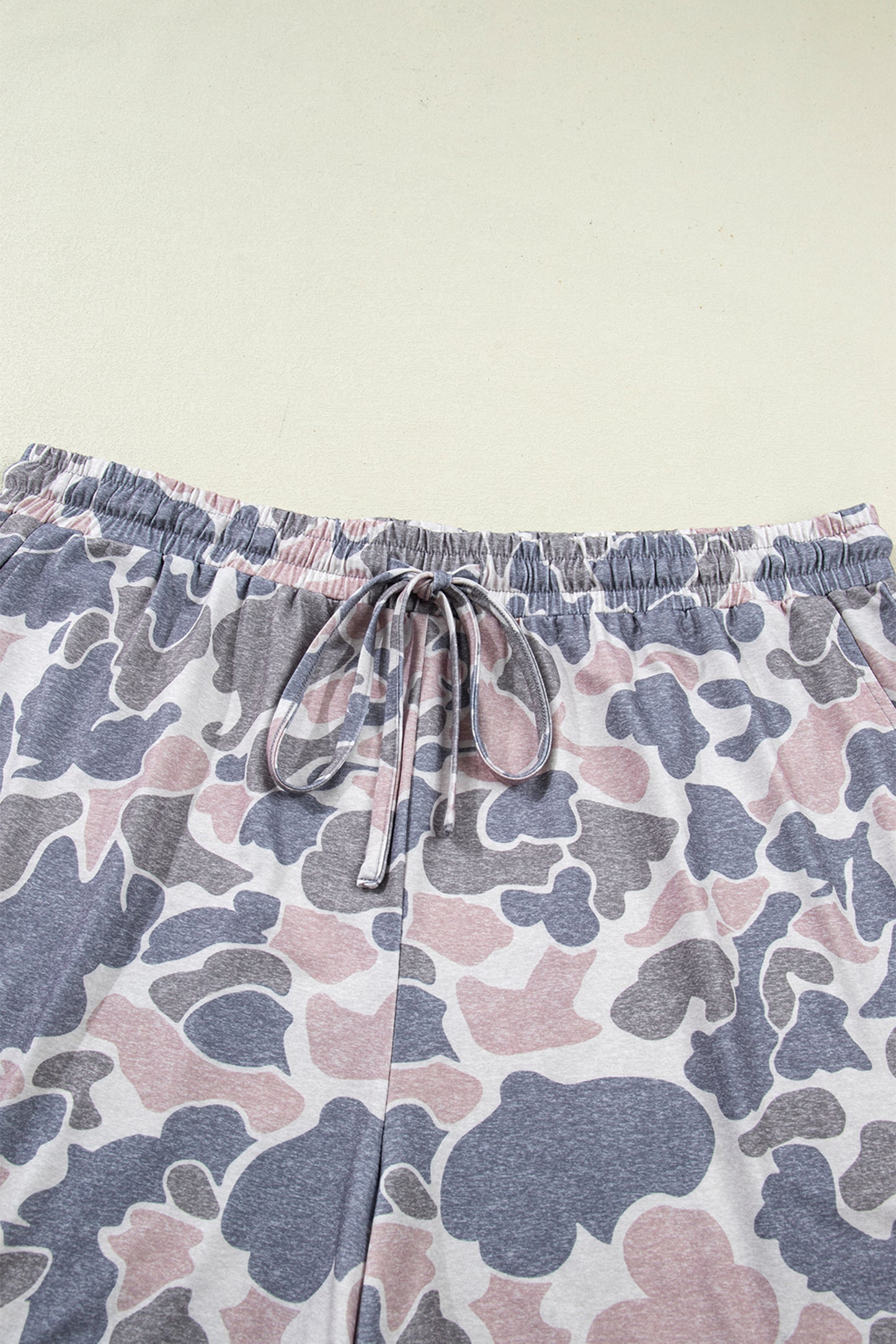 Multicolour Plus Size Camouflage Print Casual Tee and Shorts Set