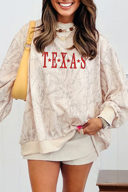 Khaki TEXAS Embroidered Camo Mock Neck Sweatshirt