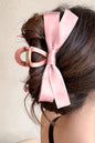 Light French Beige Solid Color Ribbon Bow Decor Hair Clip