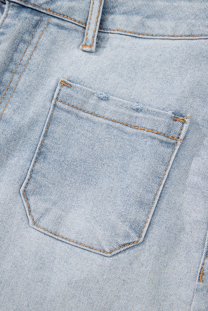 Beau Blue Light Wash High Rise Denim Shorts