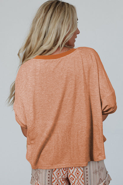 Desert Gold Stud Heart Patch Textured Dolman Top