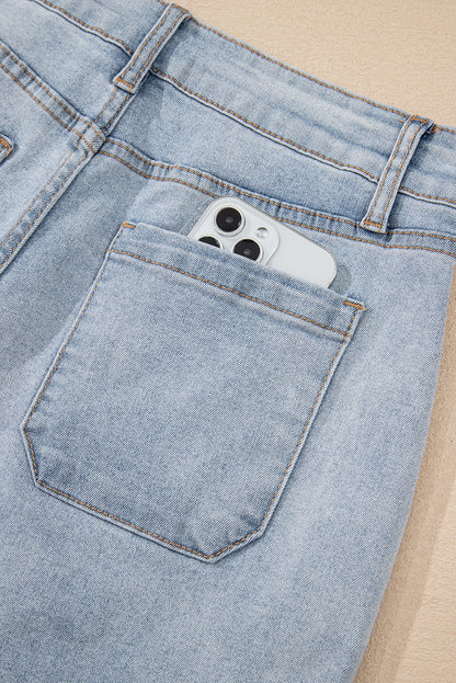 Beau Blue Light Wash High Rise Denim Shorts