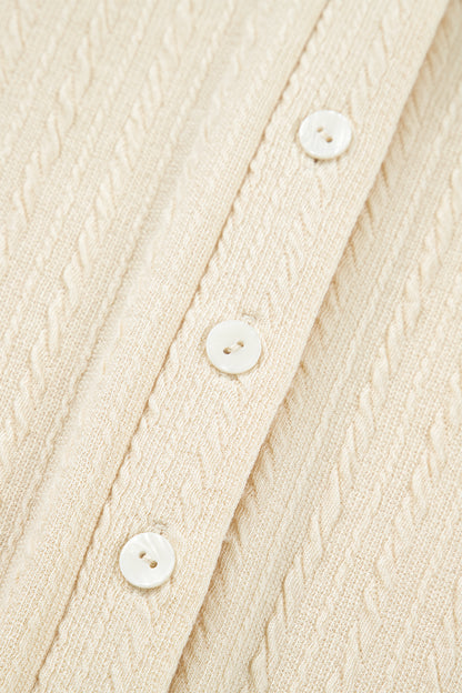 Jet Stream Half Buttons Ribbed Knit Wide Leg Jumpsuit