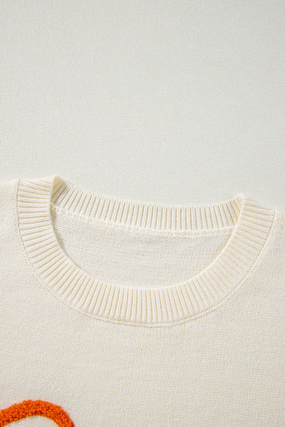 Apricot Halloween Boo Drop Shoulder Knit Sweater