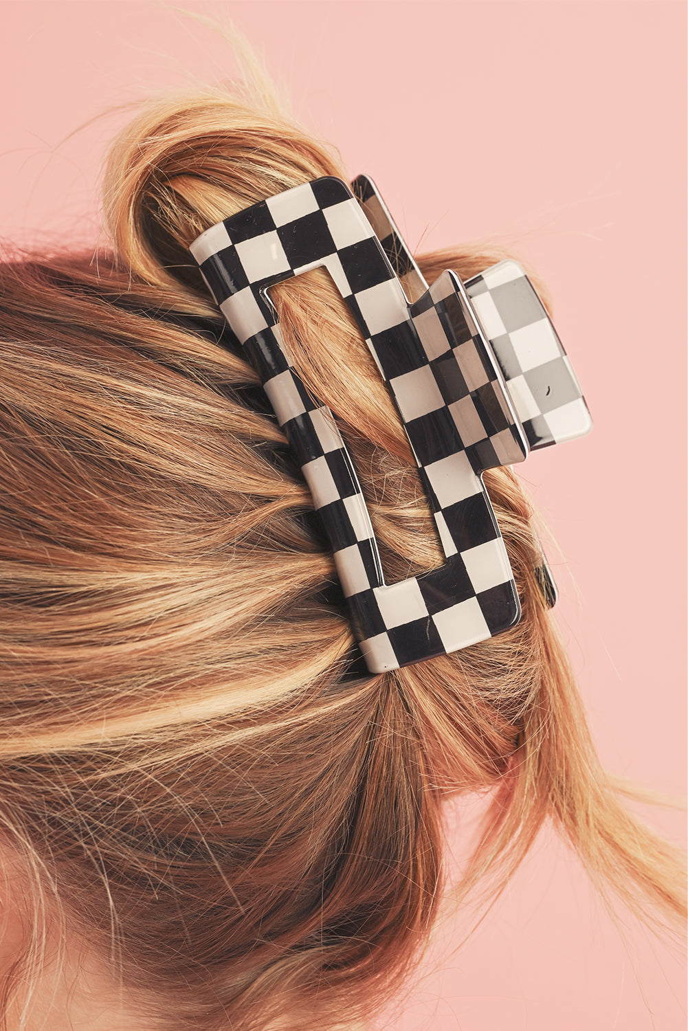 Checkered Print Hollow Out Hair Clip