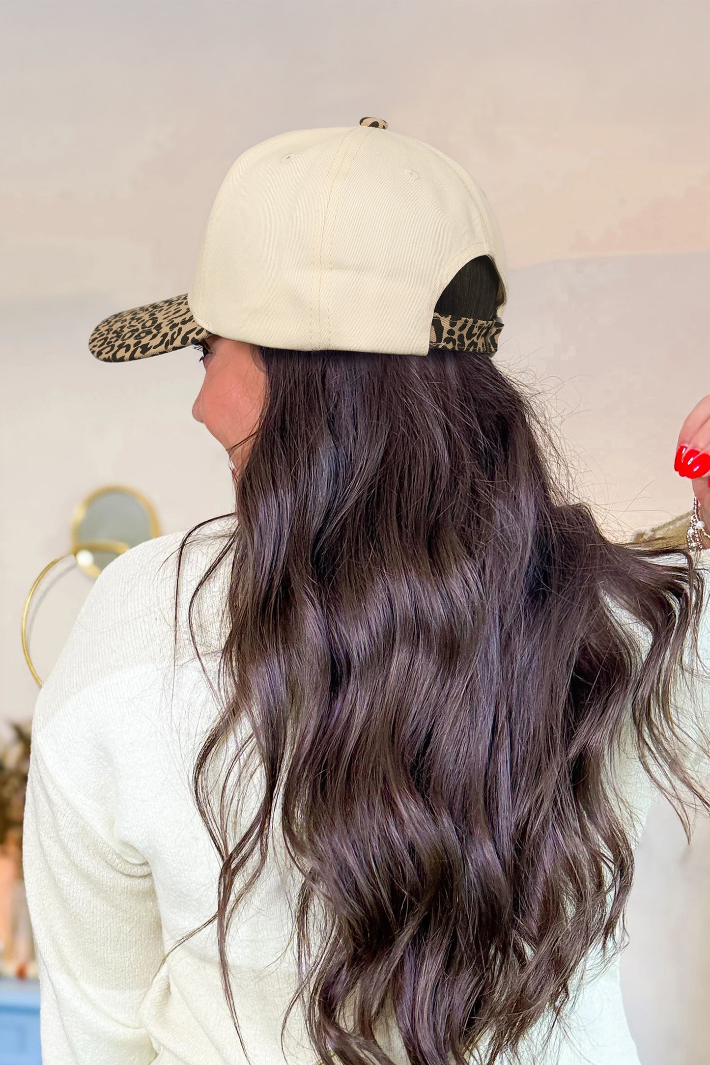 Camel TEXAS Embroidered Leopard Contrast Baseball Cap