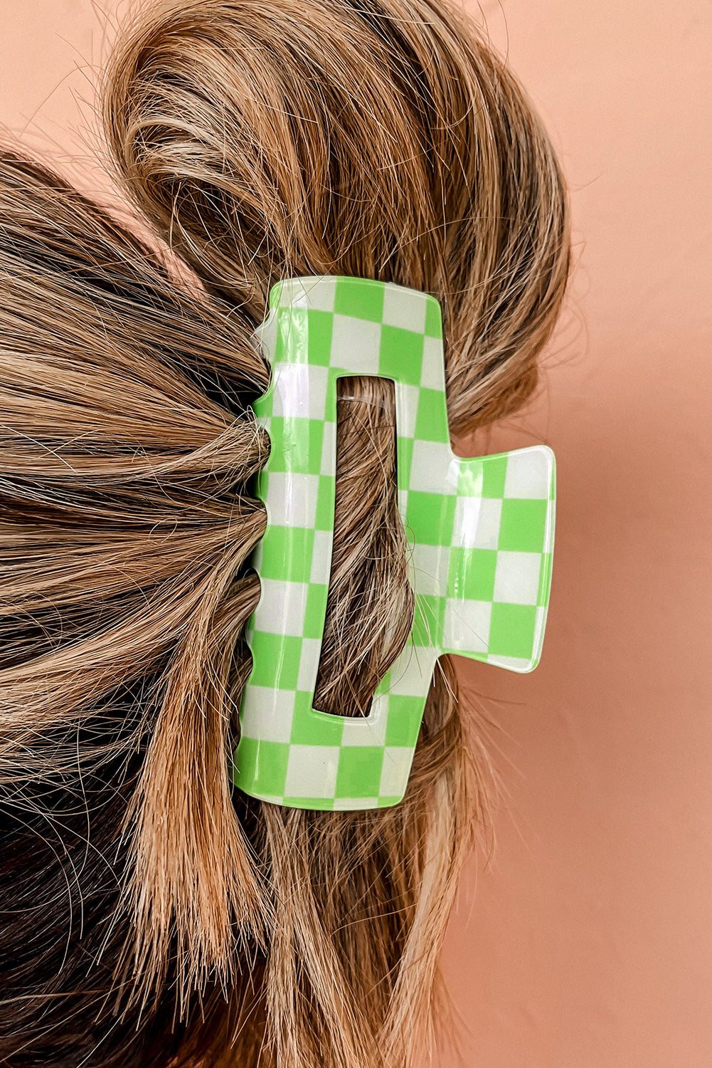 Checkered Print Hollow Out Hair Clip