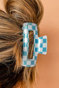 Checkered Print Hollow Out Hair Clip