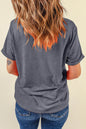 Gray Western YALL Boots Print Round Neck Casual T Shirt