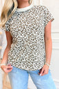 White Plus Size Leopard Print Round Neck T Shirt