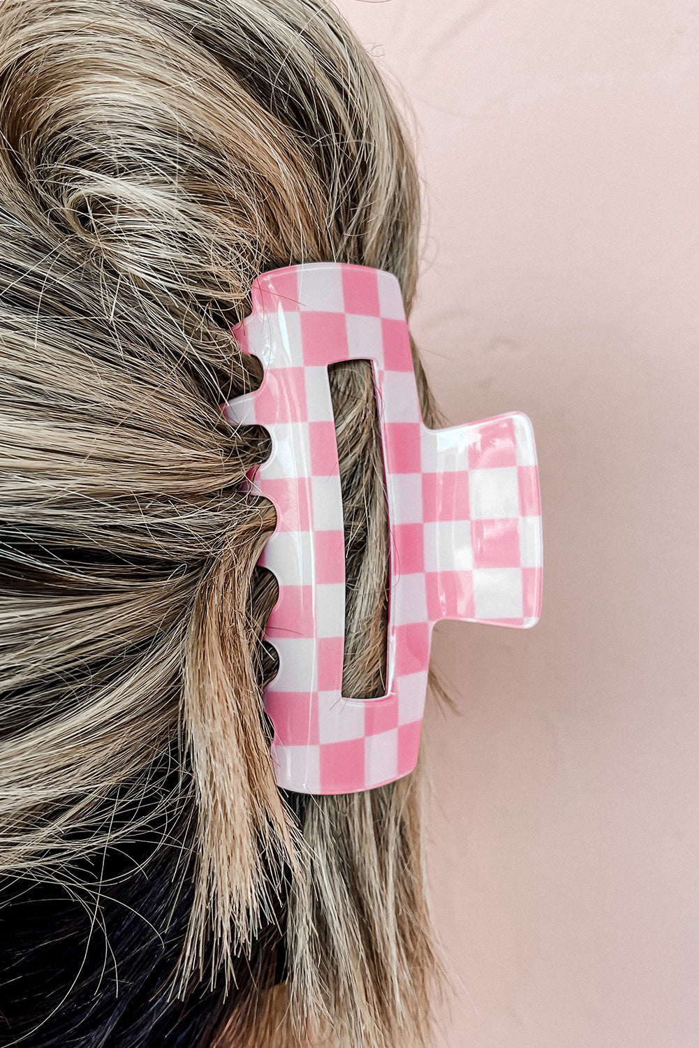 Checkered Print Hollow Out Hair Clip