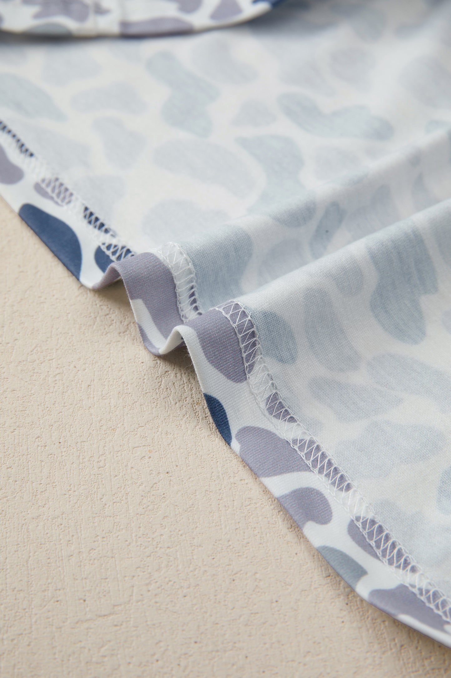 Gray Camouflage Print Single Chest Pocket V Neck Tee