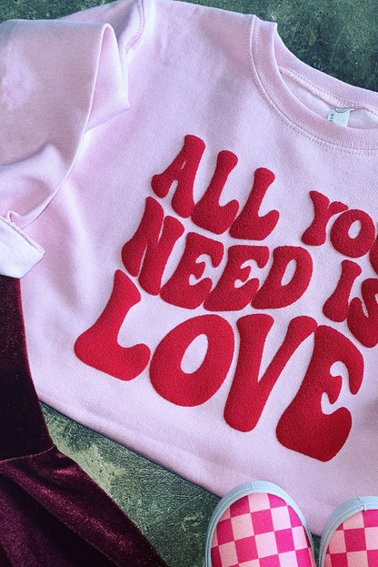 Pink ALL YOU NEED IS LOVE Valentines Slogan Printed Sweatshirt